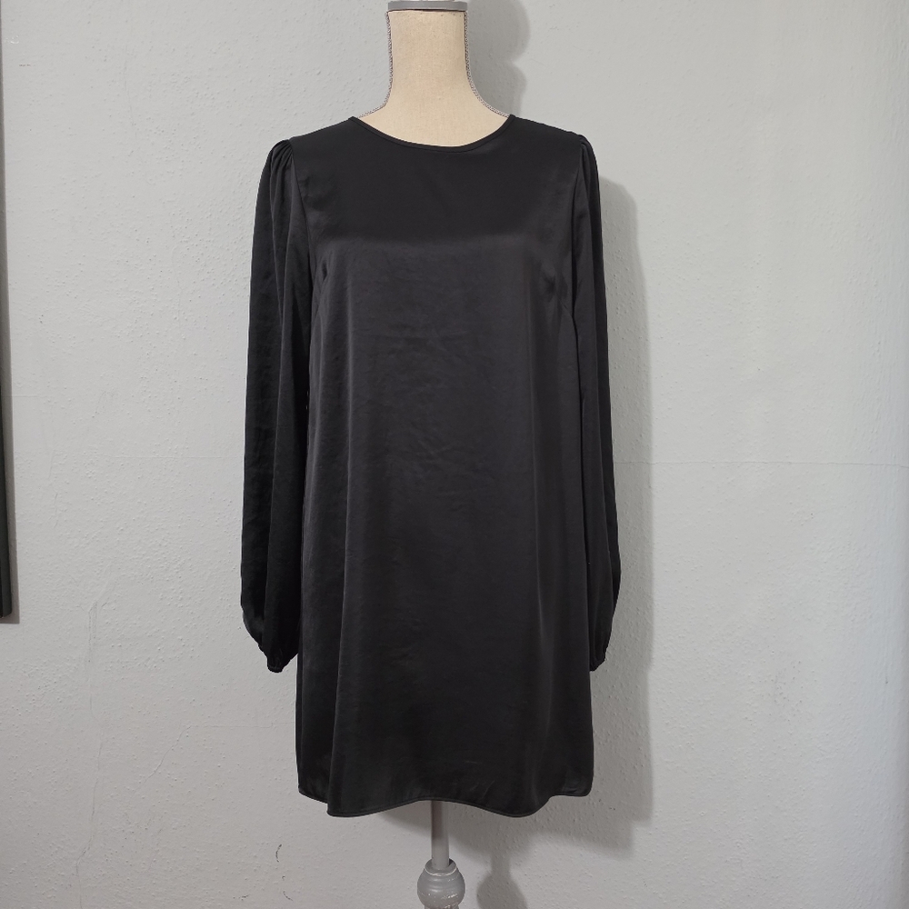 Aritzia Wilfred Marie Puff-Sleeve Mini Black‎ Dress Size Med